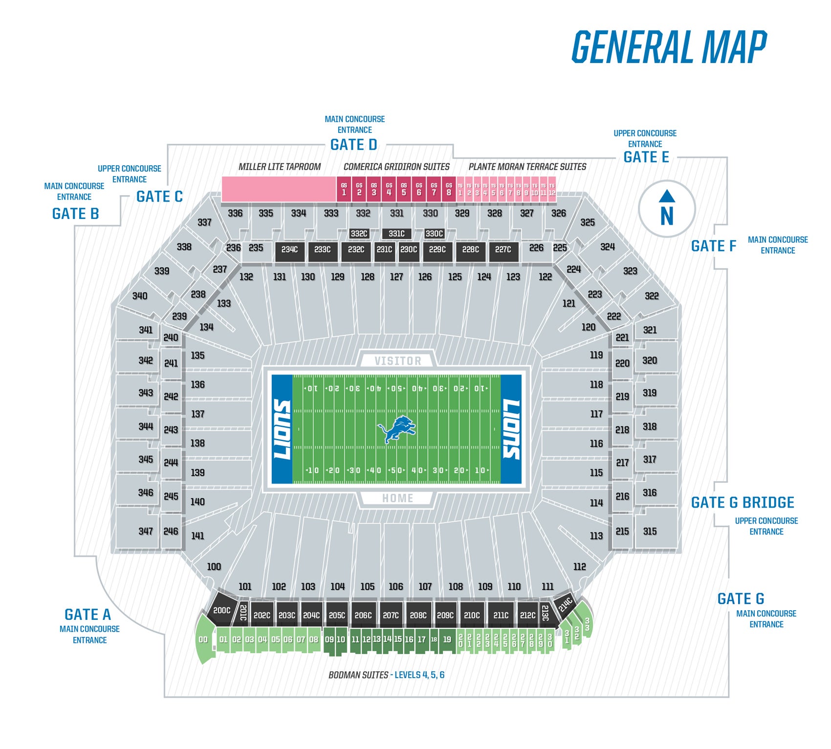 Ford Field Seating Chart With Row Numbers